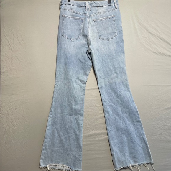 Good American Jeans Flare High Rise Raw Hem Light Wash Womens Size 12 31 - Picture 2 of 8